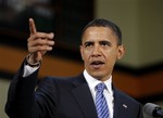 Democratic presidential candidate, Sen. Barack Obama, D-Ill., speaks during a town hall-style meeting in Dayton, Ohio, Friday, July 11, 200