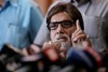 Bollywood actor Amitabh Bachchan addresses a press conference in Mumbai, India, Wednesday, Sept. 10, 2008. Filmmakers have canceled the premiere of a Bachchan movie after suspected workers of the regional Maharashtra Reconstruction Party vandalized a theater near the Bachchan family residence in suburban Mumbai, as a language row snowballed in India's entertainment capital. The controversy began at a movie promotion last week when Bachchan's politician wife Jaya remarked that she preferred to speak only in Hindi, angering a regional politician Raj Thackeray who demanded an unconditional apology.