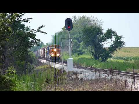 BNSF Detour train H-NTWGAL @ old Hart siding near Genoa, IL 7/27/10 CNIC Iowa Div.