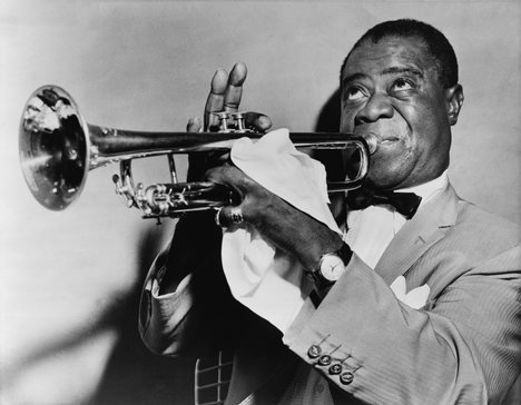 Trumpeter, bandleader and singer Louis Armstrong was a much-imitated innovator of early jazz