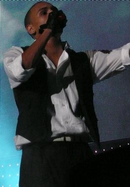 Brown performing at the Brisbane Entertainment Centre