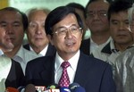 Taiwan's former president Chen Shui-bian speaks to media at the Taipei District Court after being released on bail, early Saturday morning, Dec. 13, 2008, in Taipei, Taiwan. Chen was indicted earlier on Friday in connection with a series of corruption-related scandals involving himself and family member