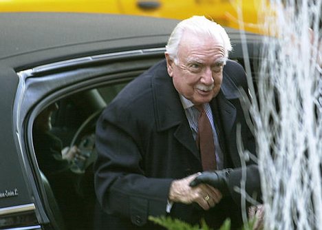 Retired CBS News anchor Walter Cronkite arrives at St. Bartholomew's Church in New York City for the funeral of former ABC News president Roone Arledge, Monday, Dec. 9, 2002. Arledge, who was credited with single-handedly bringing modern production techniques to sports coverage, then building ABC News into a power during the 1980s, died Thursday, Dec. 5. of complications from cancer. He was 71.