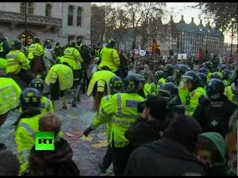 Graffiti Riot: Paint bombs fly at cops as students rage in London