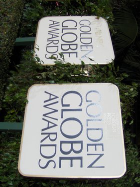 Signs for the Golden Globe Awards.The Golden Globe Awards are presented annually by the Hollywood Foreign Press Association (HFPA) to recognize outstanding achievements in the entertainment industry, both domestic and foreign, and to focus wide public attention upon the best in motion pictures and television