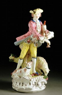 Figure following a Meissen model, about 1754, Bow Porcelain Factory (V&A Museum no. C.144-1931)