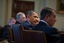 File - President Barack Obama meets with bipartisan House and Senate Leadership in the Cabinet Room of the White House to discuss his upcoming fiscal policy speech, April 13, 2011.