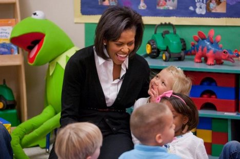 Michelle Obama at Prager Child Development Center, Ft. Bragg