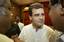 Congress party leader Rahul Gandhi interacts with the media after a press conference in New Delhi, India, Tuesday, May 5, 2009.