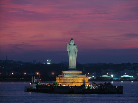 Statue of Buddha on the Hussain Sagar Lake.