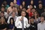 President Barack Obama addresses the crowd during a town hall meeting at Facebook headquarters in Palo Alto, Calif., Wednesday, April 20, 2011.