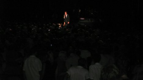 Bublé frequently walks through the crowd at his concerts, as shown here in Philadelphia on 8 August 2007.