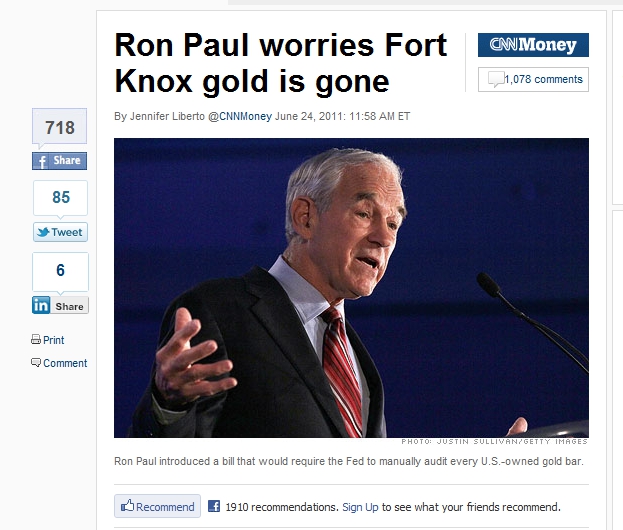 Ron Paul worries Fort Knox gold is gone