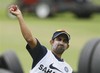 India's Gautam Gambhir throws the ball during the Indian training session at the Kingsmead in Durban, South Africa, on Saturday Dec. 25, 2010. India prepares for their second Test match against South Africa starting on Sunday.