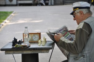 Man waiting for a chess partner in Sofia