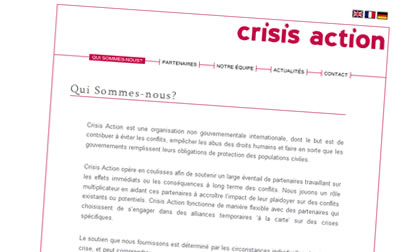 crisis action multi-lingual website design