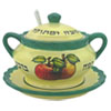  Ceramic Rosh Hashanah Honey Dish - "Apples in Honey" (Green)