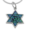  Star of David Necklace: Sterling Silver and Opal with Mother of Pearl Mosaic Center