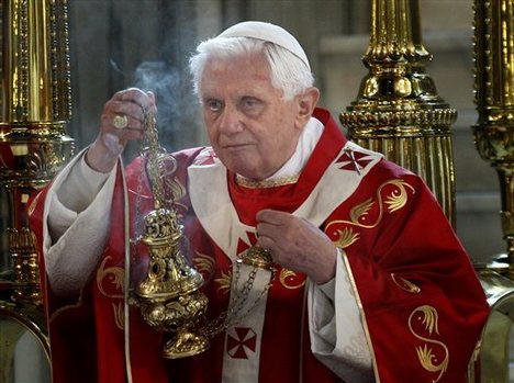 Pope Benedict XVI conducts a mass in Westminster Cathedral in London, Saturday, Sept. 18, 2010.