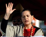 President of Indian Congress Party, Indias main opposition Sonia Gandhi, addresses a rally in Shillong, capital of northeastern state of Meghalaya, India, Thursday Feb. 13, 2003. Gandhi is campaigning for her party in Nagaland and Meghalaya where the state assembly elections are scheduled later this month.