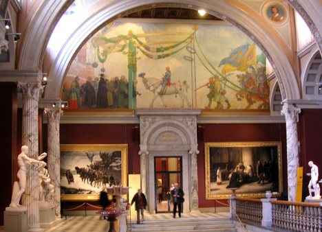 The painting Gustav Vasa's entry to Stockholm 1523, by Carl Larsson 1908, is painted on the museum wall.