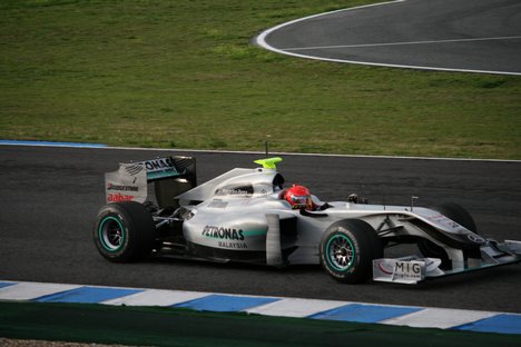 Michael Schumacher 2010 Jerez test.jpg Michael Schumacher testing for Mercedes GP at Jerez, 11/02/2010.