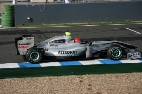 Michael Schumacher 2010 Jerez test 2.jpg Michael Schumacher testing for Mercedes GP at Jerez, 11/02/2010.