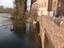 Confluence of River tour with River Severn in old industrial area of tour port-on-Severn, Worcestershire.