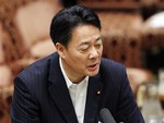 Japan's Economy, Trade and Industry Minister Banri Kaieda speaks during a budget committee meeting at the upper house of the Diet in Tokyo Thursday, July 7, 2011.