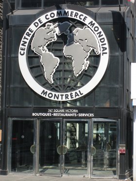 The Montreal World Trade Centre west entrance on Victoria Square.