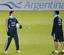 Argentina's Lionel Messi, left, talks to teammate Javier Mascherano during a training session in Santa Fe, Argentina, Tuesday,July 5, 2011. Argentina will face Colombia in a Copa America soccer match on July 6.