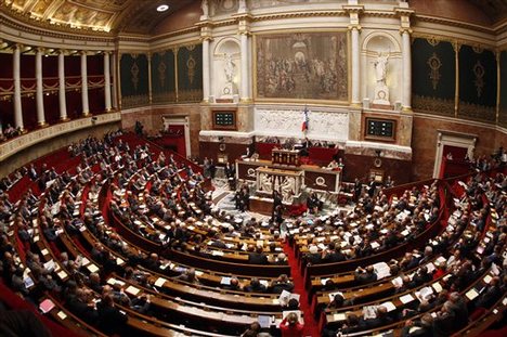 General view of France's National Assembly during the question Government session in Paris, Tuesday Sept. 15, 2009.