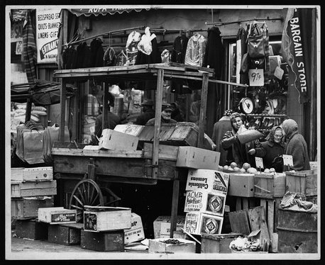 A street market on Belmont Avenue in 1962. when the neighborhood still had a large Jewish presence