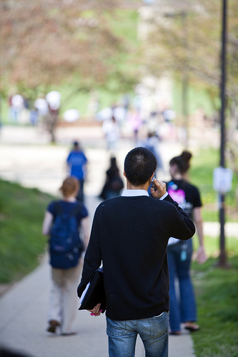 Walking across campus