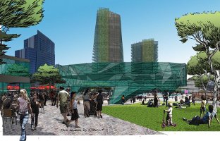 Artist's impression of the Northbridge Link plaza; Creative Commons licence does not apply to this image.