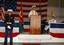 USS Hue City (CG 66) Commanding officer, Capt. Michael Jacobsen, gives opening remarks during the 39th observance of the Battle of Hue City at Naval Station Mayport.