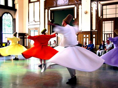 Followers of the Sufi Mysticism. Two different groups give concerts at the Sirkeci Railway Station in Istanbul on different days of the week. One hour session starts with a Sufi concert and is followed by the ceremony called Sema