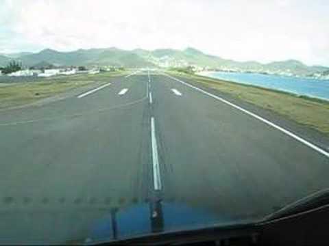 KLM Boeing B747-400 TakeOff St Maarten Cockpit view