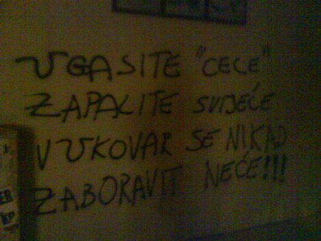 Grafitti against Ceca turbofolk music in Imotski