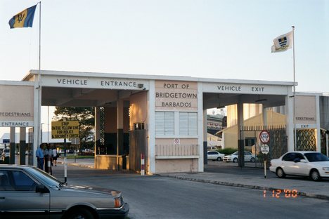 Gatehouse for the Deep Water harbor from the Princess Alice Highway. (c.a. November 2000). The Port of Bridgetown (officially the Deep Water harbor),[3] (Port Call sign: 8PB) is a seaport in Bridgetown on the west coast of Barbados.