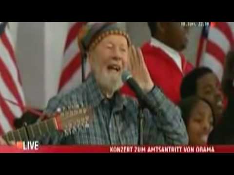 Pete Seeger & Bruce Springsteen HD This Land is Your Land We Are One Obama Coldplay Christmas Lights