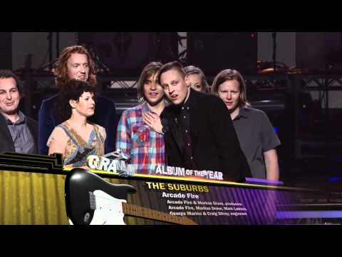 Arcade Fire accepting the GRAMMY for Album of the Year at the 53rd GRAMMY Awards