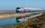 ACE crossing the Don Edwards San Francisco Bay National Wildlife Refuge.Altamont Commuter Express crossing the Don Edwards San Francisco Bay National Wildlife Refuge, between Fremont and San Jose.