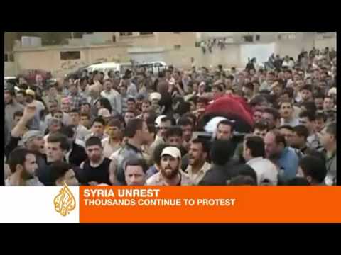 Gunfire reported at Syrian protest