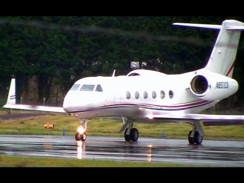 Gulfstream GIV-X Private Jet Takeoff In Wet Conditions