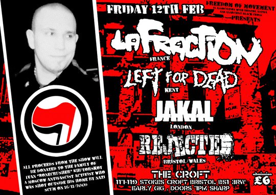 Bristol Antifa benefit gig flyer