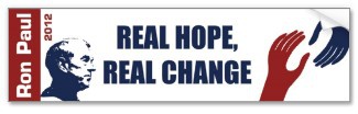 Ron Paul 2012: Real Hope, Real Change bumpersticker