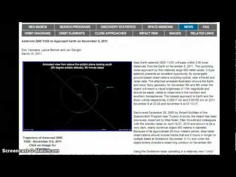 Asteroid 2005 YU55 Near Earth Approach - Pacific Tsunami/Communication Exercise 11-9-11