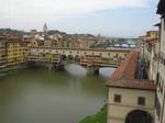 Vasari's tile-roofed Corridoio running from the Uffizi (right) across the Ponte Vecchio on its way to link Palazzo Pitti