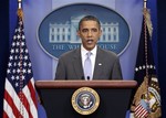 President Barack Obama speaks from the White House briefing room, Sunday, July 31, 2011, in Washington, about a deal being reached to raise the debt limit.